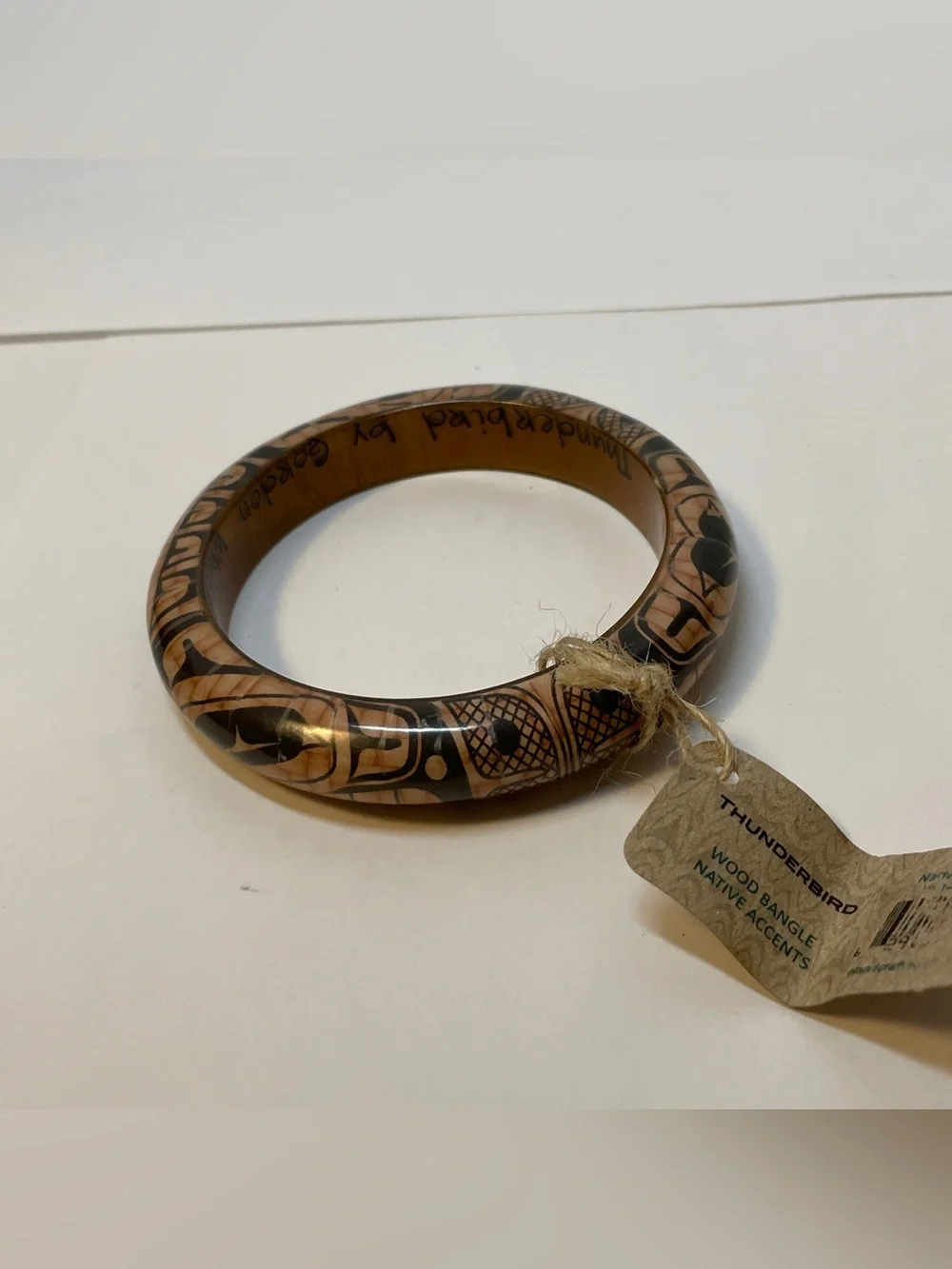 Haida Thunderbird Wood Bangle Bracelet by Gordon White Native Accents Signed NEW